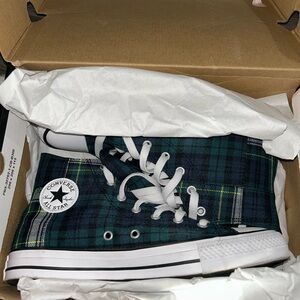 Plaid Converse Dragon Scale Navy High-Tops